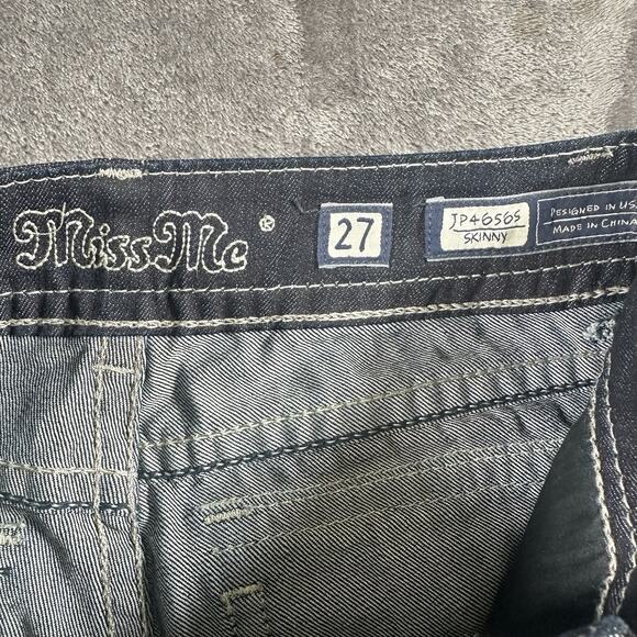 Miss Me Jeans Women’s 27 Blue Skinny JP46565 Sequence Embroidered Flap Pockets - Picture 4 of 13